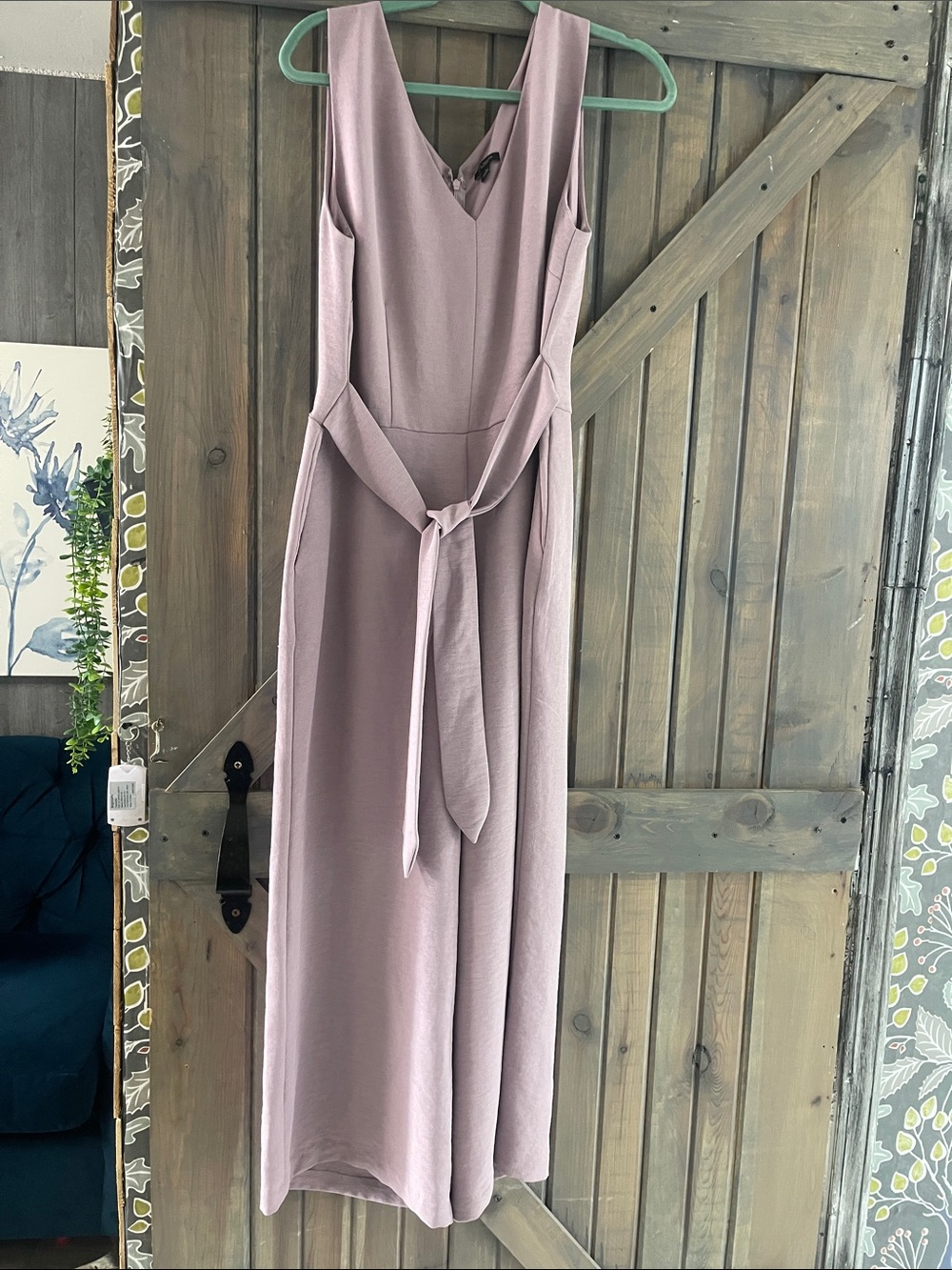 Ann Taylor Factory Sleeveless Mauve Tie-Waist Maxi jumpsuit